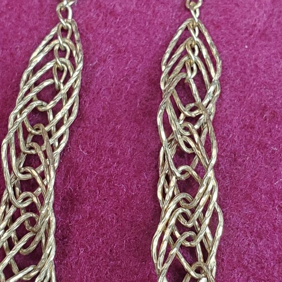 Sterling Silver Gold Spiral Twist Earrings 2.25 inches Long - Picture 7 of 9